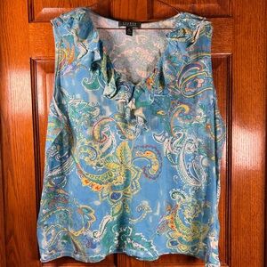 Lauren Ralph Lauren 3X Woman’s Top V Neck Sleeveless Pullover Paisley Print